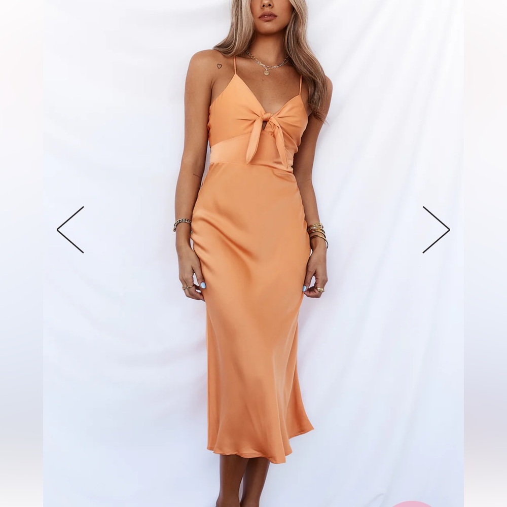 Hello Molly Peach Tie-Front Midi Dress